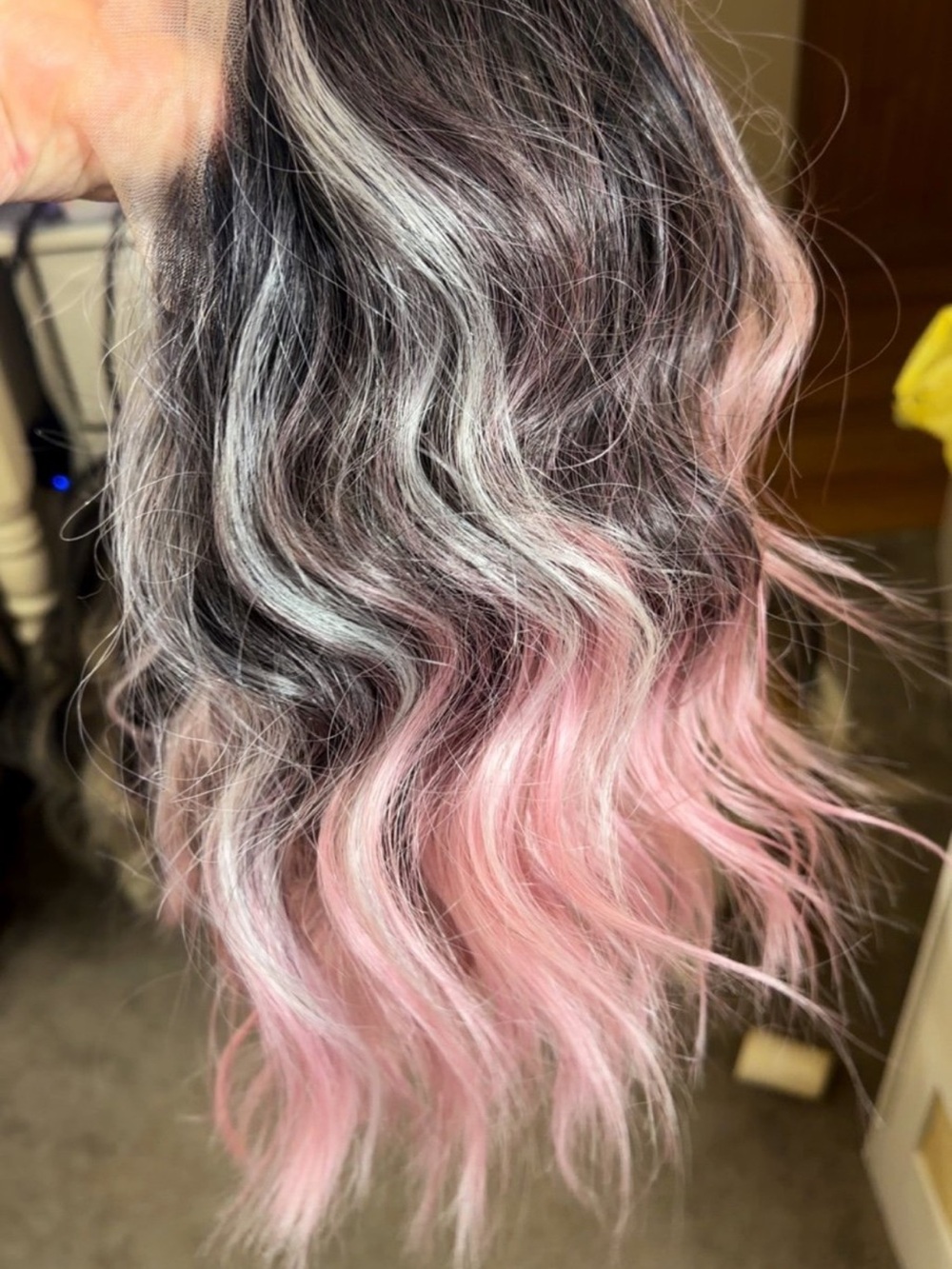 Wavy Black to Pastel Pink Ombre Women's Hair Extension Sassy Misfits, Vanity